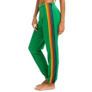 Aviator Nation 5 Stripe Sweatpants Kelly Green Large